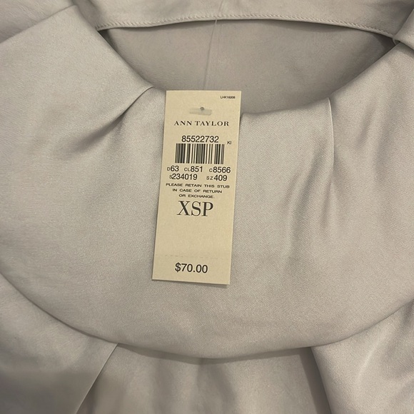 Ann Taylor silver satin short sleeve blouse - Picture 3 of 4